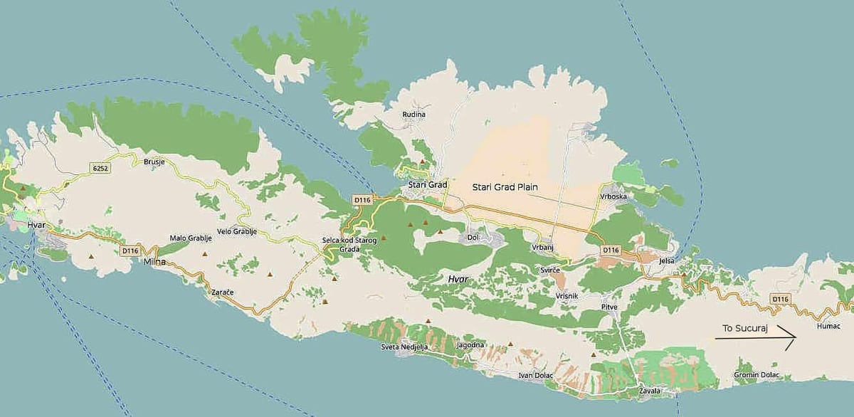 kat jeyografik nan hvar island kwoasi
