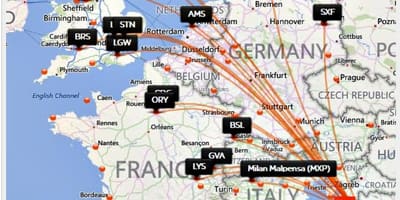 Kwoasi airlines destinasyon kat jeyografik